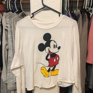 White Mickey Mouse long sleeved crop top